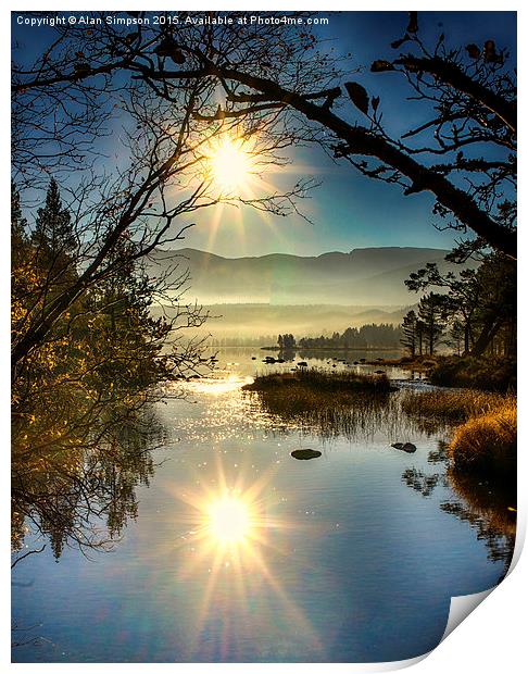  Sunrise at Loch Morlich Print by Alan Simpson