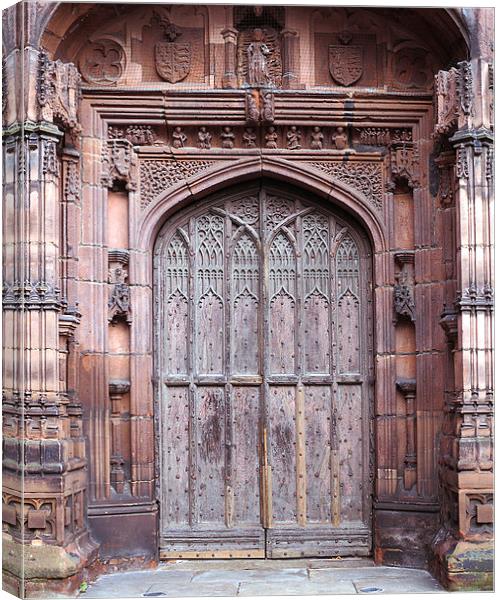 Chester Cathedral Door Canvas Print by Victor Burnside