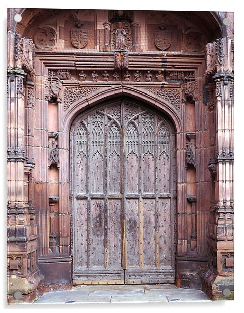 Chester Cathedral Door Acrylic by Victor Burnside