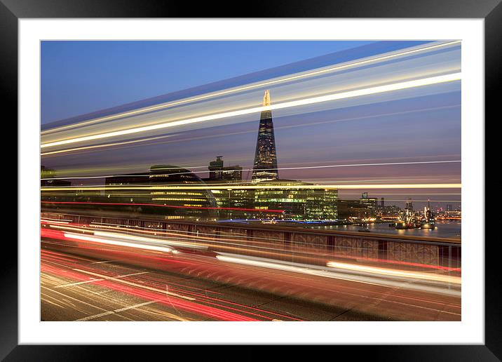 The shard London at night Framed Mounted Print by chris smith