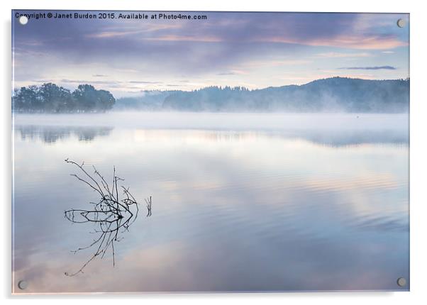 Morning Mist, Loch Ard Acrylic by Janet Burdon