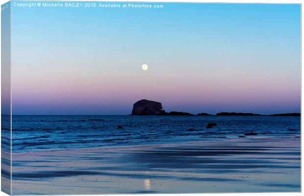  New Moon Over The Bass rock Canvas Print by Michelle BAILEY