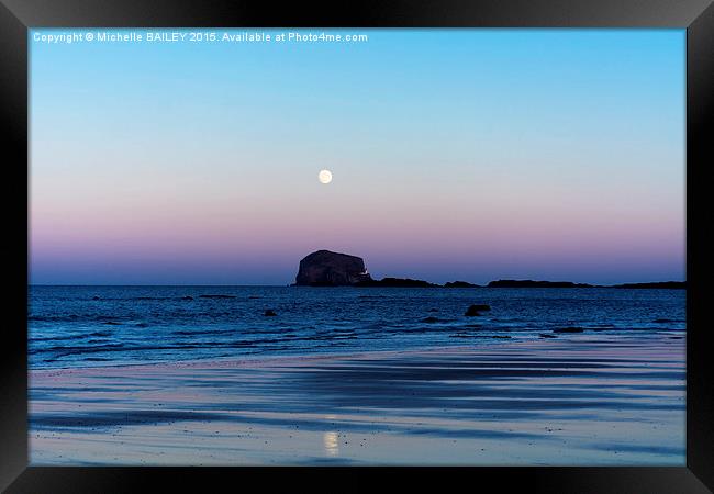  New Moon Over The Bass rock Framed Print by Michelle BAILEY