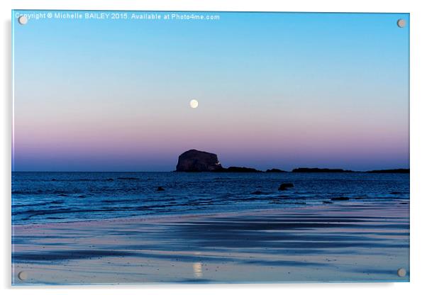  New Moon Over The Bass rock Acrylic by Michelle BAILEY