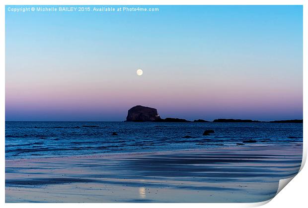  New Moon Over The Bass rock Print by Michelle BAILEY