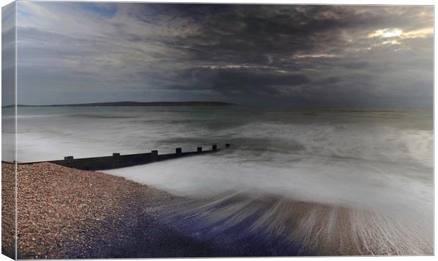  Storm at Milford on Sea Canvas Print by Ceri Jones
