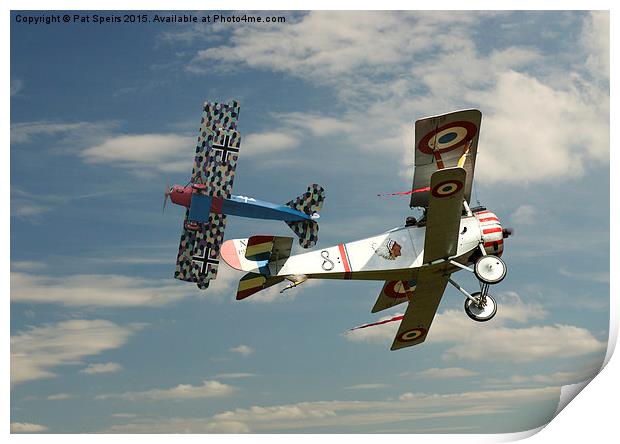  Fighting Colours - Fokker D.Vll and Nieuport 17 Print by Pat Speirs