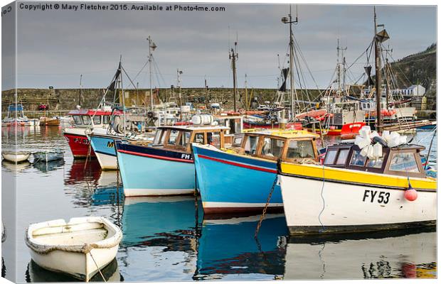  Fishing Boats in Mevagissey Canvas Print by Mary Fletcher