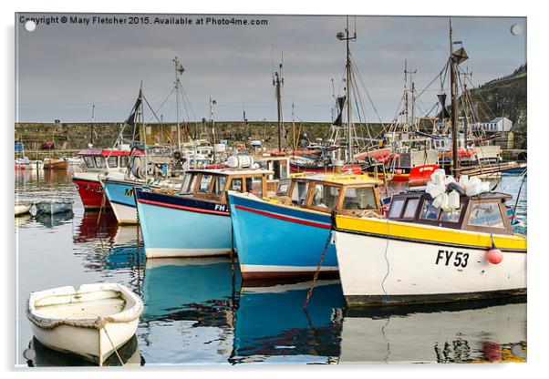  Fishing Boats in Mevagissey Acrylic by Mary Fletcher