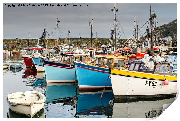  Fishing Boats in Mevagissey Print by Mary Fletcher