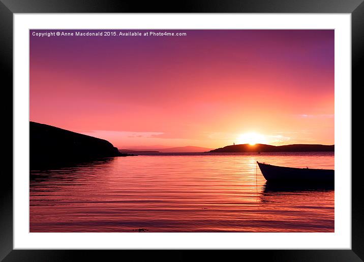  Boat Resting In The Sunset Framed Mounted Print by Anne Macdonald