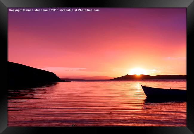  Boat Resting In The Sunset Framed Print by Anne Macdonald