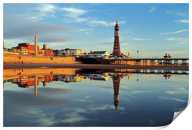  Blackpool Tower Reflection Print by David Chennell