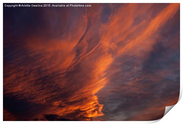 Dark brooding sunset sky Print by Arletta Cwalina