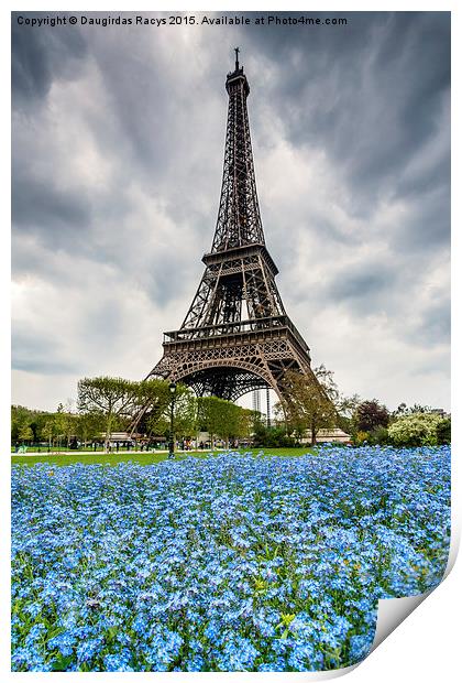 Stormy Eiffel tower, Paris Print by Daugirdas Racys