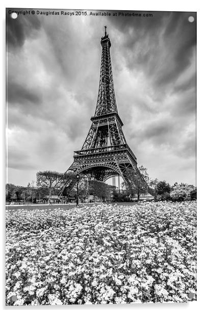 Stormy Eiffel Tower, Paris (black and white) Acrylic by Daugirdas Racys