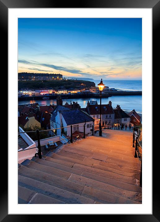 Sunset from the 199 steps whitby. Framed Mounted Print by chris smith