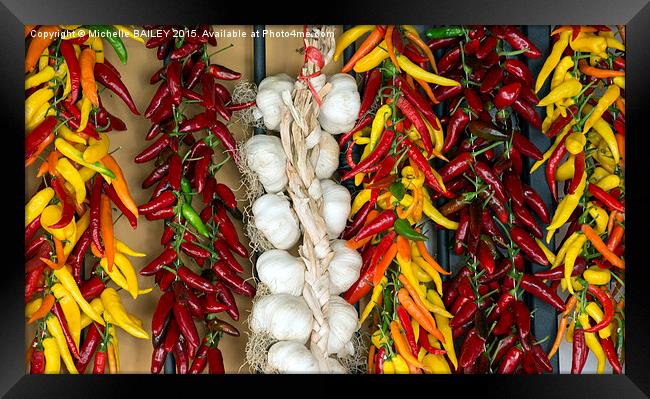  Chilli and Garlic Framed Print by Michelle BAILEY