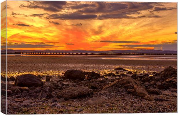 Red sky at night, Cramond Canvas Print by Miles Gray