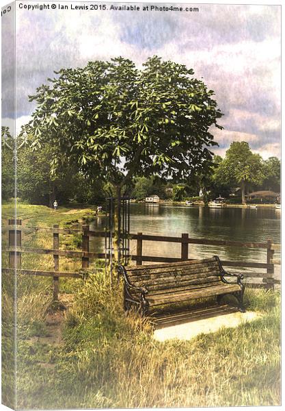  A Seat By The Thames Canvas Print by Ian Lewis