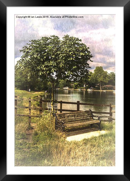  A Seat By The Thames Framed Mounted Print by Ian Lewis