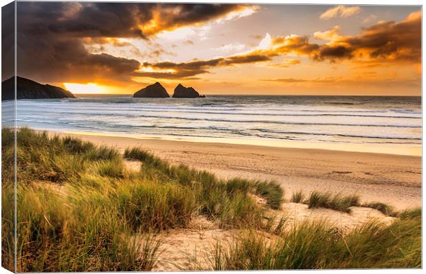 Holywell Bay Sunset Canvas Print by chris smith