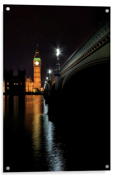 Big Ben at night. Acrylic by chris smith