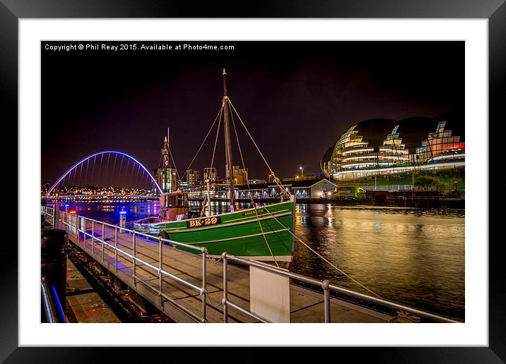  The Tyne at night Framed Mounted Print by Phil Reay