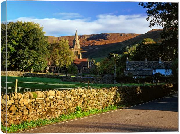 Holy Trinity Church Edale & Kinder Scout Canvas Print by Darren Galpin