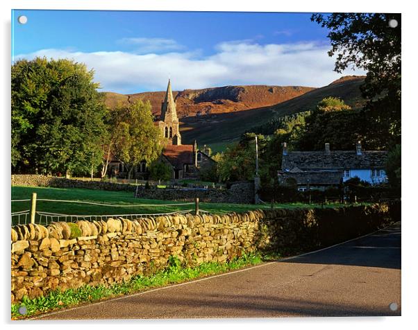 Holy Trinity Church Edale & Kinder Scout Acrylic by Darren Galpin