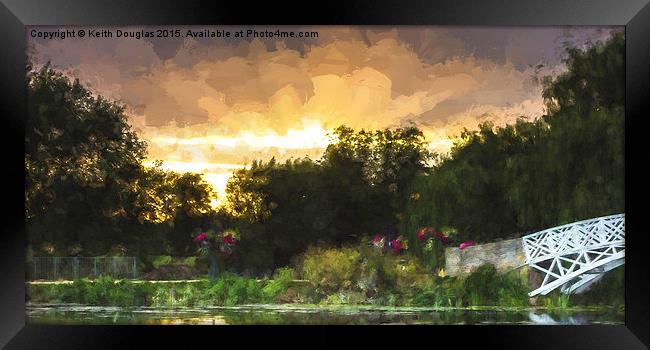  A glimpse of the bridge at sunset Framed Print by Keith Douglas