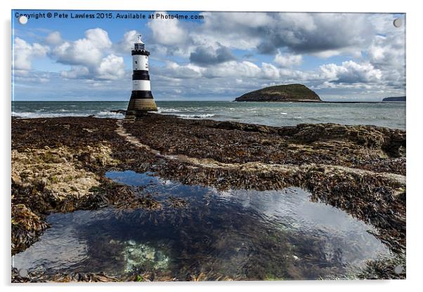  Penmon Lighthouse and rock pool Acrylic by Pete Lawless