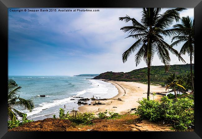 Landscape of Vagator Beach, Goa Framed Print by Swapan Banik