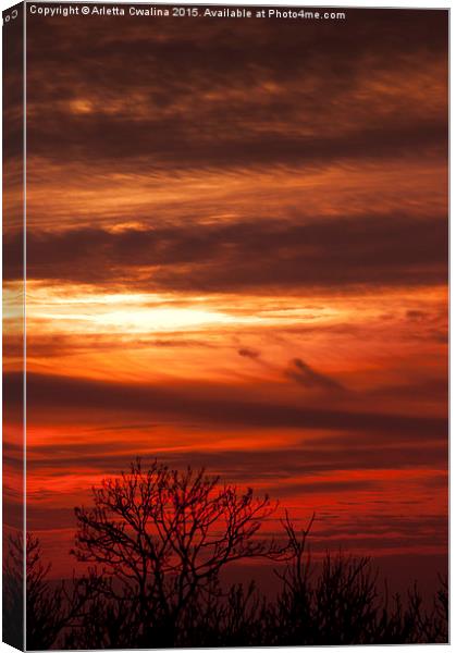 Calming red sunset sky Canvas Print by Arletta Cwalina