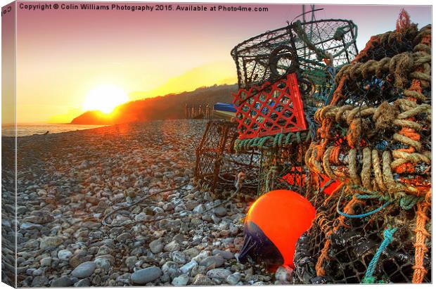  Sunset And Lobster Pots Lyme Regis Canvas Print by Colin Williams Photography