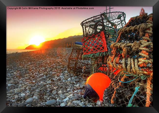  Sunset And Lobster Pots Lyme Regis Framed Print by Colin Williams Photography