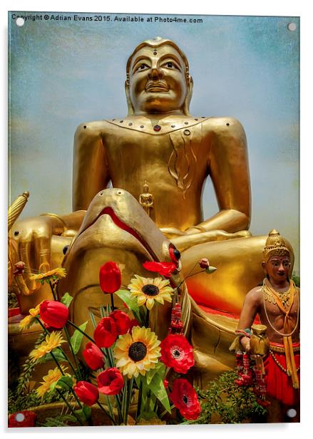 Golden Buddha  Acrylic by Adrian Evans