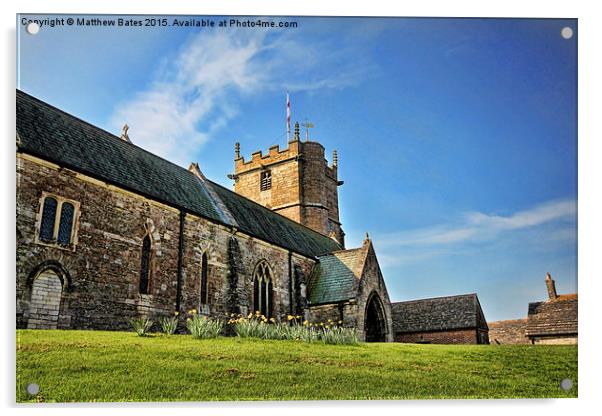 Corfe Church Acrylic by Matthew Bates