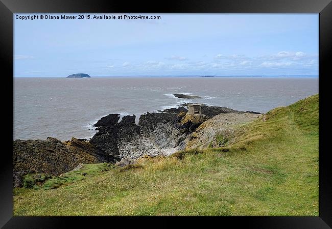  Brean Down Search Light post. Framed Print by Diana Mower