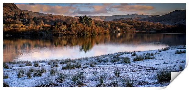 Winter on Rydal Water Print by Peter Stuart
