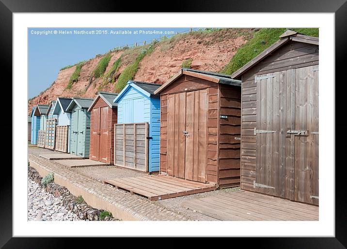 Budleigh Salterton Beach Huts i Framed Mounted Print by Helen Northcott