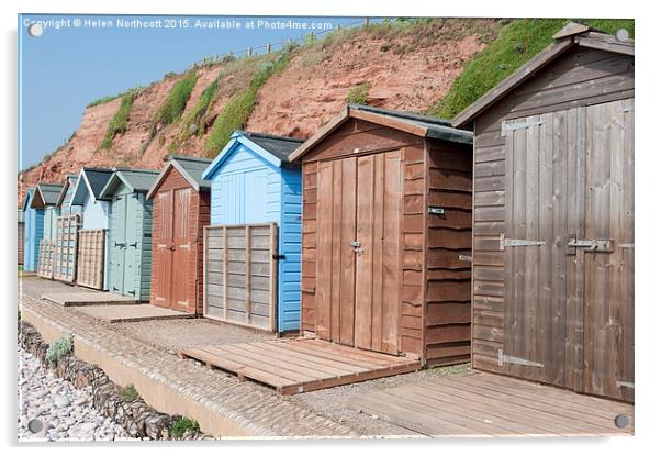 Budleigh Salterton Beach Huts i Acrylic by Helen Northcott