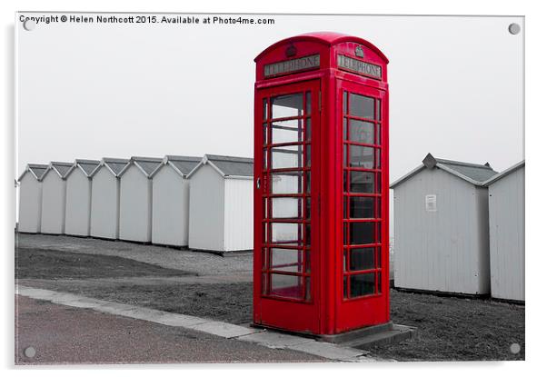 Telephone Box By the Sea i Acrylic by Helen Northcott