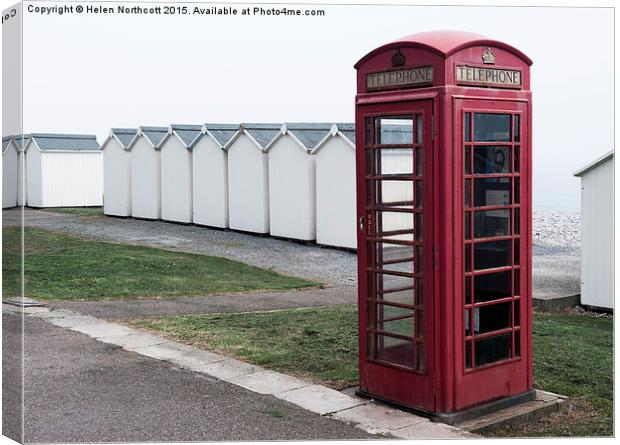  Telephone Box By the Sea ii Canvas Print by Helen Northcott