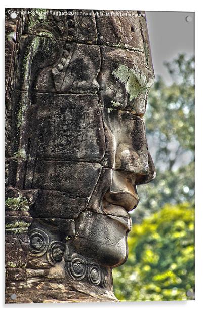  Carved Head Angkor Cambodia Acrylic by Brian  Raggatt