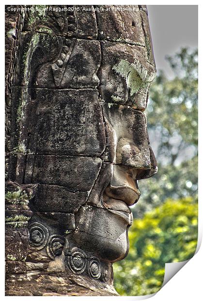  Carved Head Angkor Cambodia Print by Brian  Raggatt