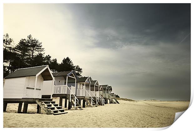 Beach Huts at Wells Print by Stephen Mole