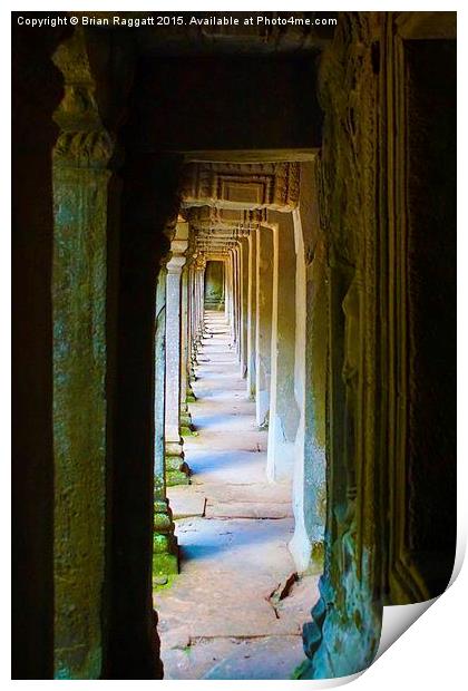  Corridor Angkor Wat Print by Brian  Raggatt