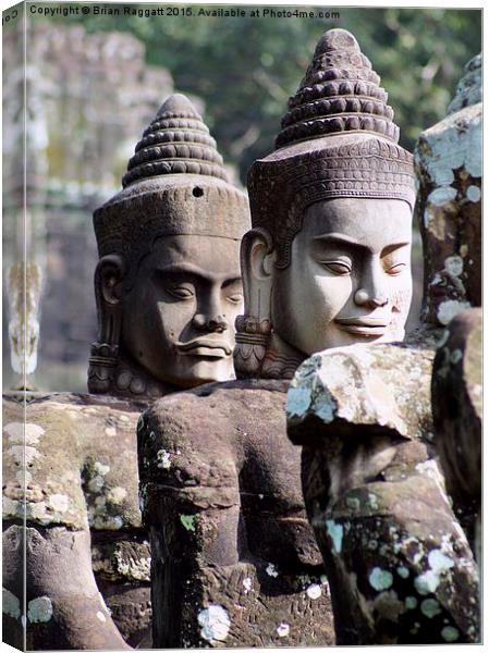  Entrance Statue Heads Angkor Siem Reap Cambodia Canvas Print by Brian  Raggatt