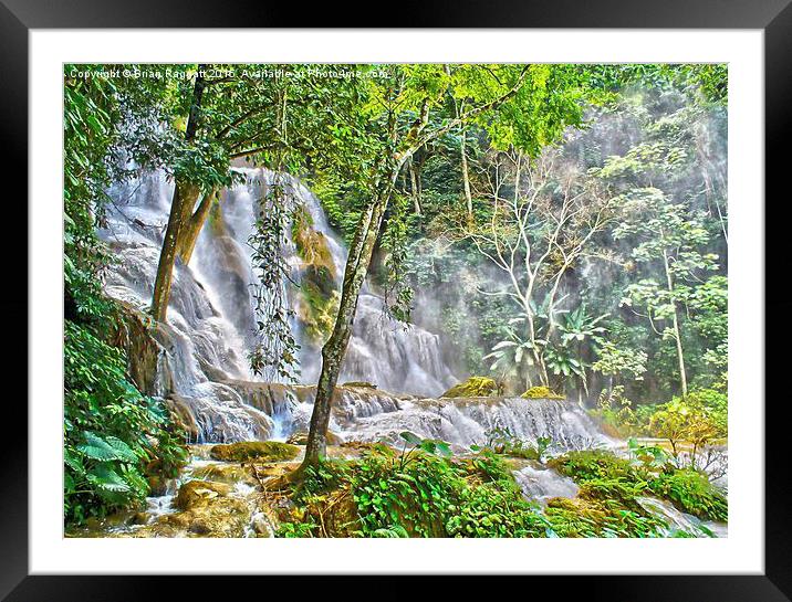  Kuang Sii Waterfalls Laos Framed Mounted Print by Brian  Raggatt